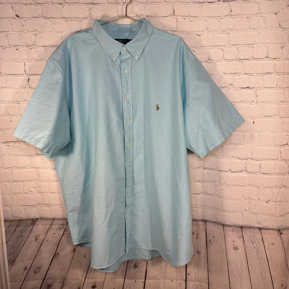 Polo Ralph Lauren Mens 3XLT Light Blue Oxford Short Sleeve Button Down Shirt